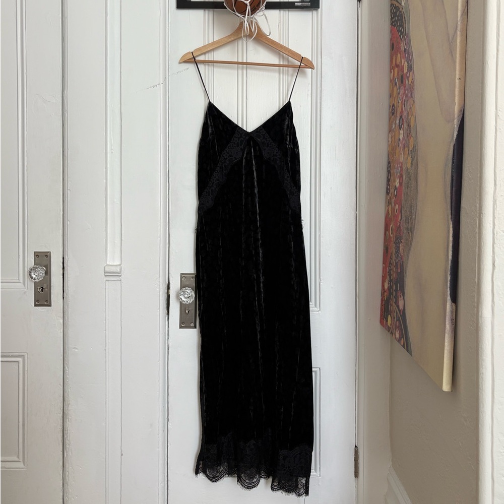 Zara Black Slip Velvet Maxi Dress